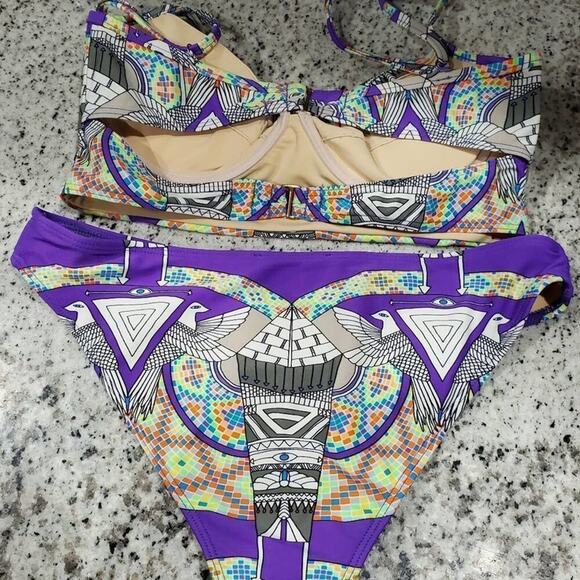 Mara Hoffman Aztec Phoenix purple‎ bikini size small - Picture 8 of 9